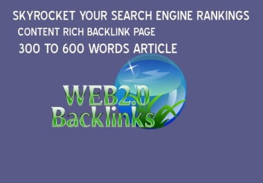 Manually Create 15 DA 90 to 70 Web2.0 Content Rich Backlinks.