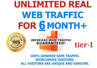 SIX MONTH tier-1 Unlimited Keyword and Country Targeted Real Visitors Traffic