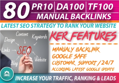 I Will MANUALLY Create 80 UNIQUE PR10 SEO Back-link on DA100 Sites Links