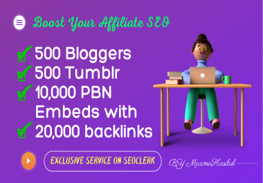 Affiliate SEO Embeds on 500 Blogger,  500 Tumblr,  5 Weebly 10k Embeds with 20,000 Backlinks