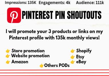 I will promote 3 link on my Pinterest profile