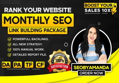 Monthly SEO Package for Rank your website on Google with Manual Backlinks