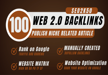 I Will Make 100 SEO Links Web2.0 High DA 90 Plus Authority Contextual Backlinks