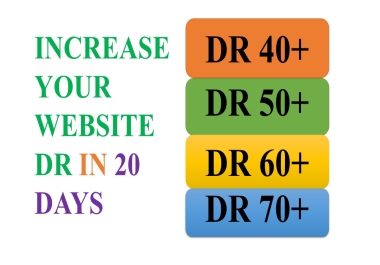 I will increase your website DR domain rating 40 plus in 20 days