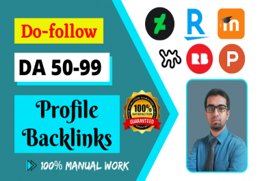 50 dofollow ultra powerful rank booster profile backlinks with DA 50-99