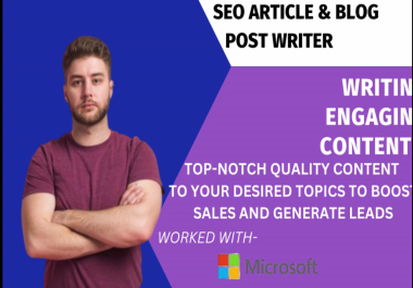 I will do SEO article writing,  blog post writing or contentwriting