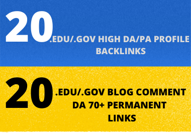 I will create manually High quality Dofollow 20Edu/Gov + 20 Edu blog comments backlinks