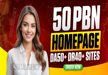 Get 50 PBN Do follow Permanent Homepage DA50+ DR40+ Backlinks