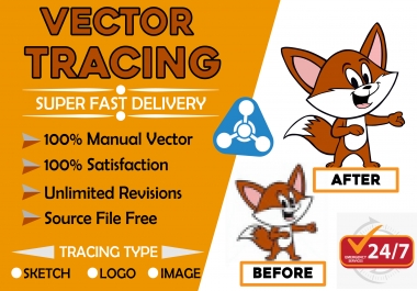 I will do vector tracing,  redraw,  modify,  recreate logo,  vector redesign,  vector asap