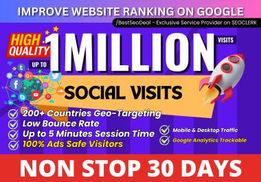 Drive Up to 1Million Soc Media Traffic Geo-Targeted Visitors - Real Soc Traffic Guaranteed