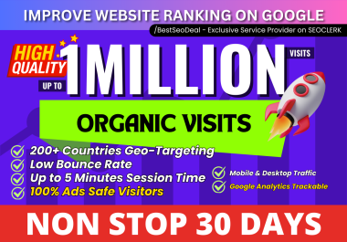 Dominate Google Rankings with Up to 1Million Geo-Targeted Visitors - Real Organic Traffic Guaranteed