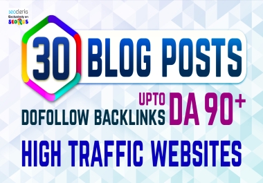 30 High Quality Blog Posts on High Traffic Sites DA90+