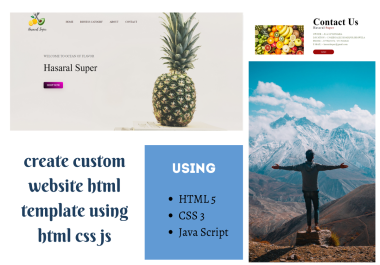 I will create custom website html template using html css js