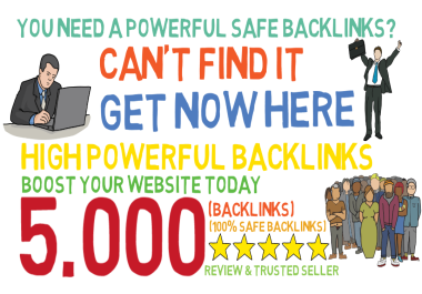 I will do 5000 safe powerful white hat SEO link building backlinks for google ranking