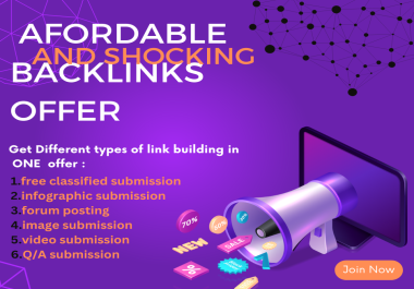 Drive Traffic and Rankings with 6 Diverse Backlink Submissions on websites DA/PA 50 to 90