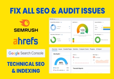 will fix search console errors,  semrush,  ahrefs,  technical SEO and indexing issues