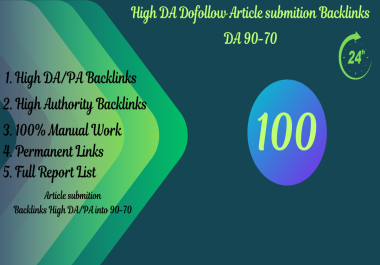 I will create high DA 90-70 Article Submition Backlinks