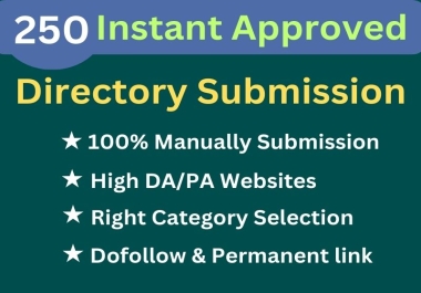 I will do Fast Approved 250+ directory sub mission SEO Backlinks for website ranking