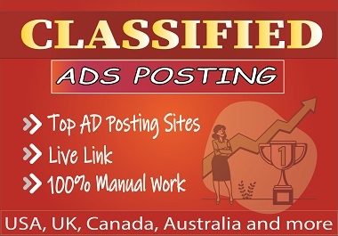 I will post 25 classified ad on the world's leading classified ad posting sites.