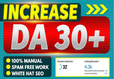 increase MOZ DA 30+ Domain Authority