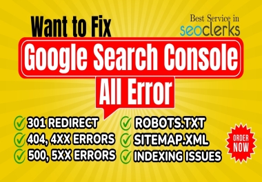 I'll Fix Google Search Console Error,  301,  404 & Fix Indexing Coverage Issues