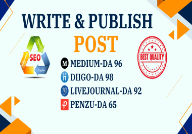 Get 10 Post On Medium,  Livejournal,  Penzu,  Diigo and Hubpages Permanent SEO Backli