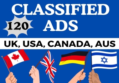 I Will manually submit 120 classified ads in the UK,  USA,  and Canada to top ads sites