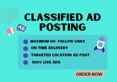 I will provide 125 classified ad posting in top classified sites