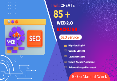 I will create 85 WEB 2.0 Backlinks on High Quality Sites For Your Website within 24 hours.