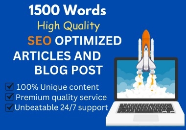 I will write High-Quality Unique SEO optimize article,  web content and Blog post