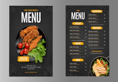 I will design amazing food menu for resturant