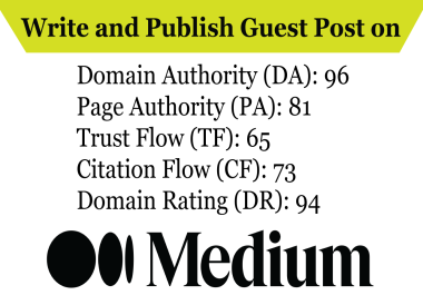 Article Write and Publish Guest Posts on Medium DA 96 and DR 94 High Authority Backlinks