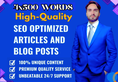 I Will Write 4x500 SEO-Rich,  High-Quality,  Unique Articles for Your Blog or Website