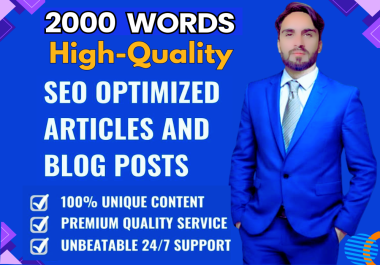 I can write 2000 words SEO article SEO blog post and content writing on any niche