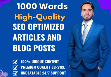 You will get a unique 1000-word High-Quality article,  blog,  SEO web content in 24hours