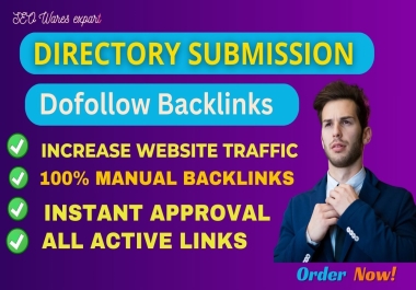 Create 100 Directory submission Dofollow SEO backlinks Boost Site