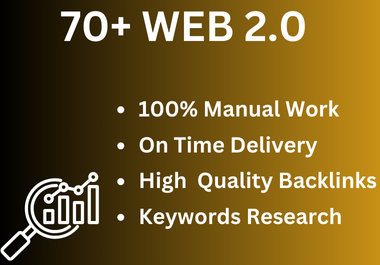 I will provide 70+ Web2.0 high authority white hat dofollow SEO backlinks service