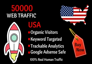 50000 USA Web traffic from Search Engine and Social Media