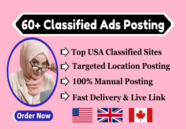 I will do 60+ Classified Ads Post on top USA classified ad posting sites