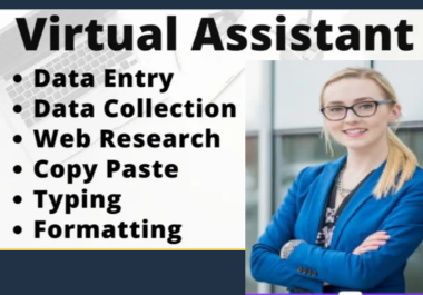 I will be your virtual assistant for accurate data entry work,  copy paste,  web research