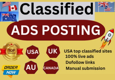 55 Classified ads posting on USA,  UK,  CA,  AUS with High quality