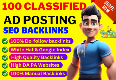 100 Classified Ads Posting SEO Backlink High DA Dofollow link building