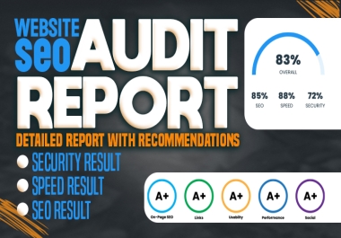 Website SEO Audit Service,  Details Audit Report and Audit Recommendations