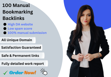 100 high quality bookmarking backlinks to improve websites ranking