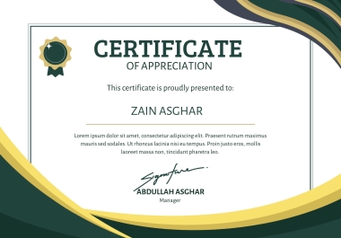 I will design certificates of awards,  completion,  achievements,  and participations