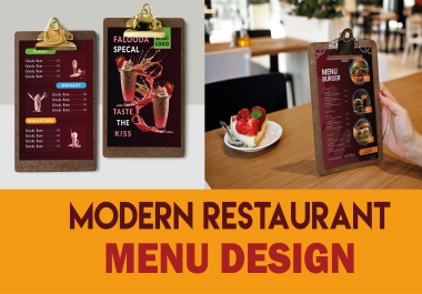 I create menu card design,  menu board,  food flyer and restaurant menu