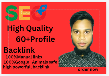 Get 60+ DA 40+ profile backlinks from high-authority sites