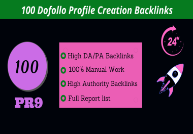 I will create high DA 85+/ PA 85+ 100 dofollo profile creation backlinks