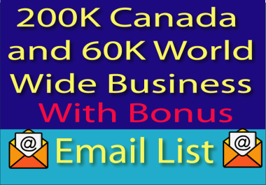 200k plus bonus & 60k world wide business email list