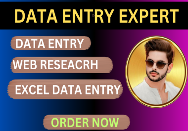 I will do accurate data entry,  web research,  copy paste and excel data entry expert